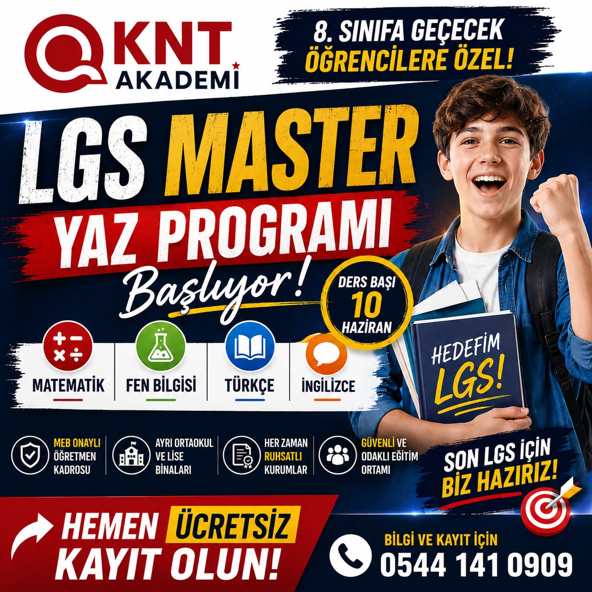 KNT Akademi LGS Master Yaz Programı — 8. sınıfa geçecek öğrencilere özel, ders başı 10 Haziran